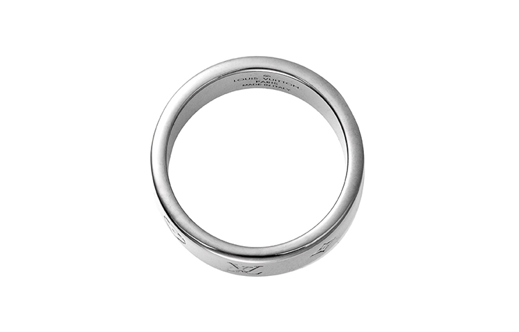 Sizing 루이비통 본능 각인 메탈 반지 골드/그레이 유니섹스 커플 에디션. M00513