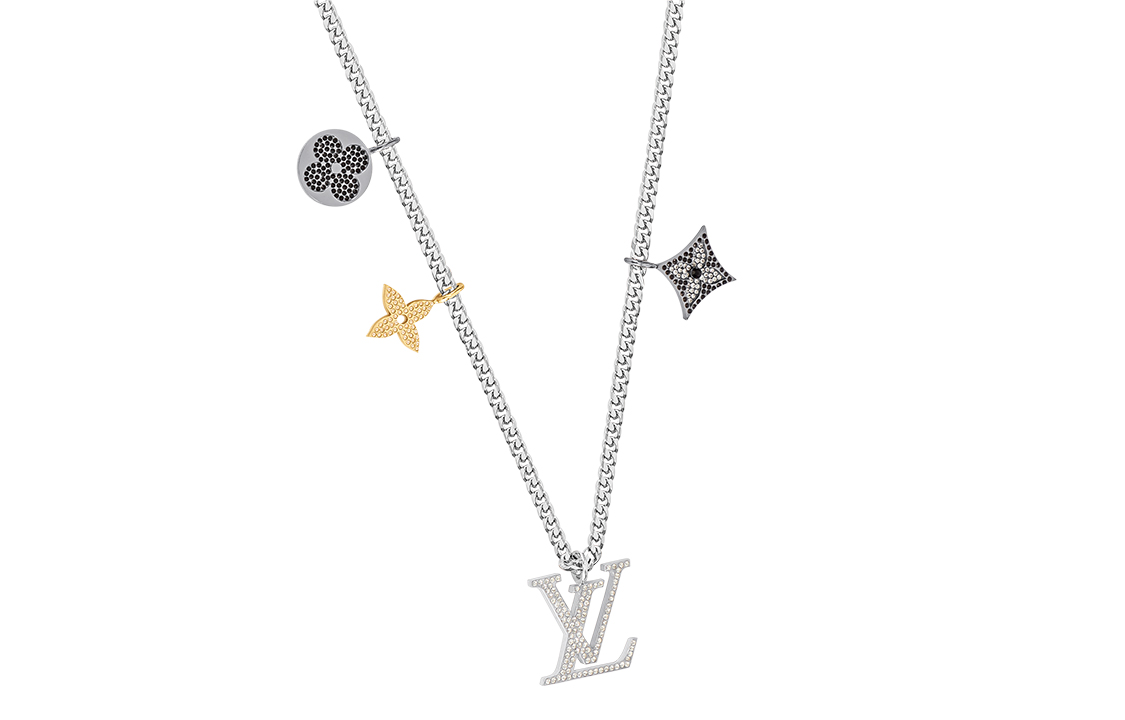 LOUIS VUITTON Instinct Silver Necklace with Diamond Logo for Unisex Couples M00522 圖 4