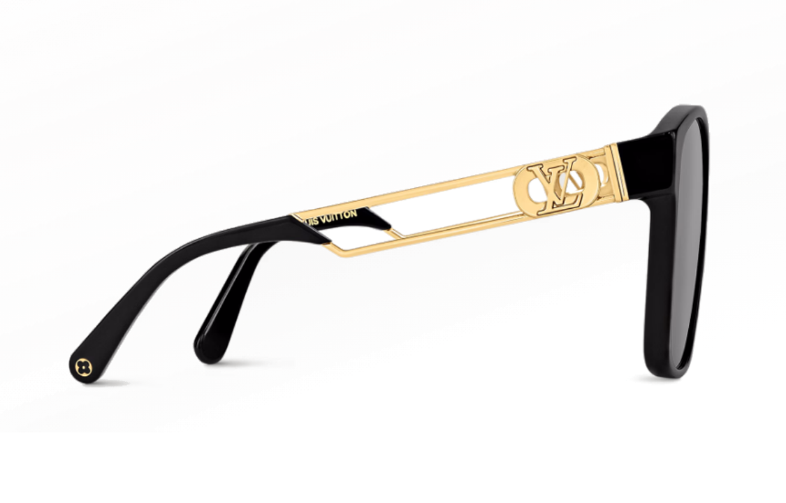 Louis Vuitton Irregular Black/Gold Sunglasses Unisex with Hollow Mirror Arms Z1846E 圖 3