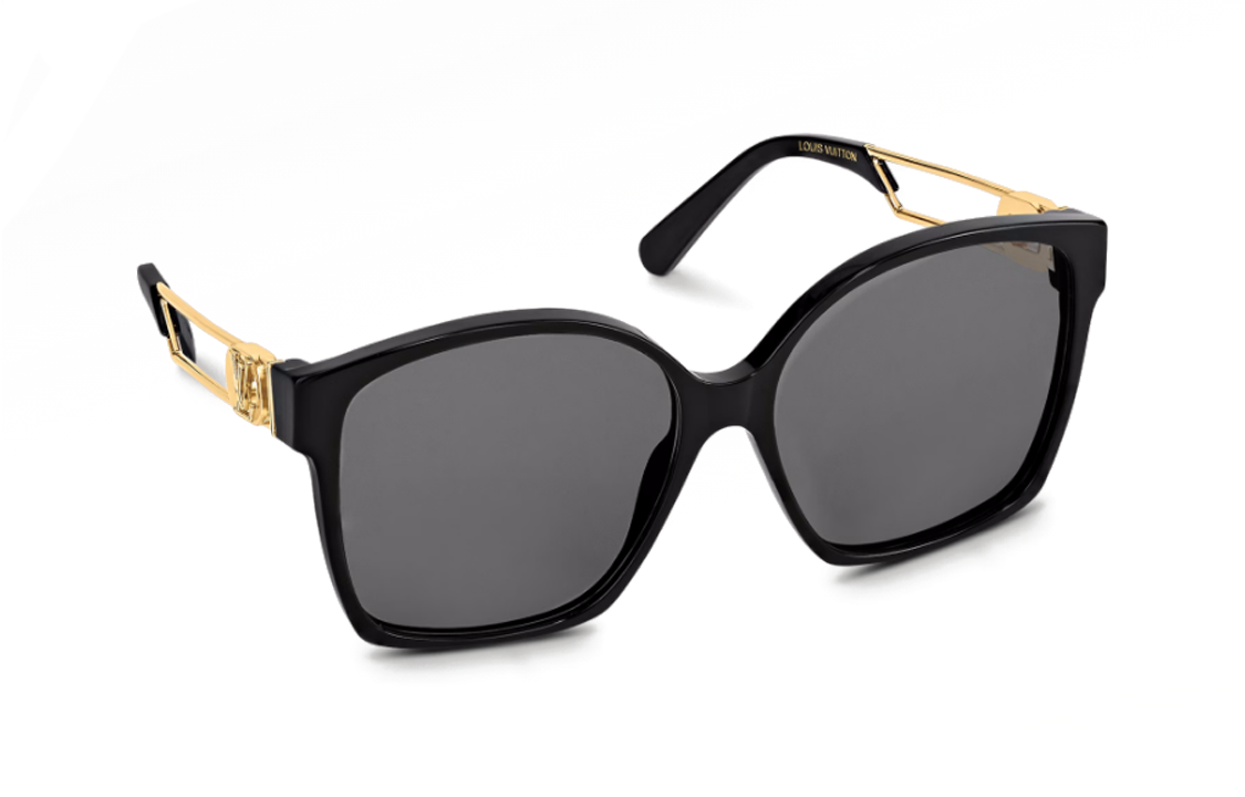 Louis Vuitton Irregular Black/Gold Sunglasses Unisex with Hollow Mirror Arms Z1846E 圖 4