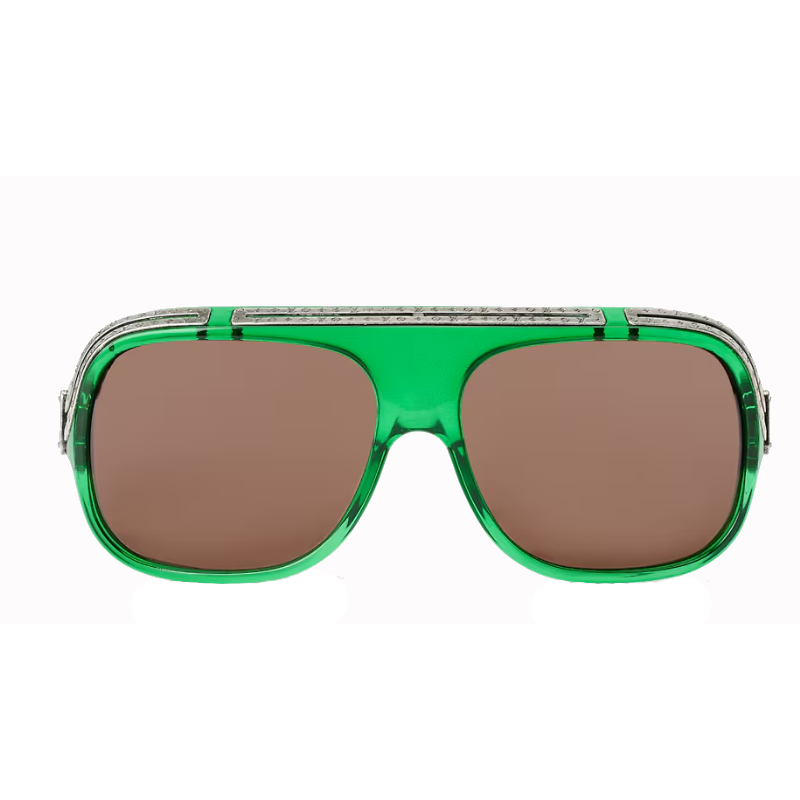 Louis Vuitton Irregular Green Sunglasses Unisex with Brand Logo Design Z3020E