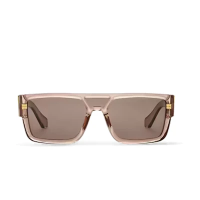 LOUIS VUITTON Irregular Pink Sunglasses Unisex Acetate Frame Logo Design. Z2086E