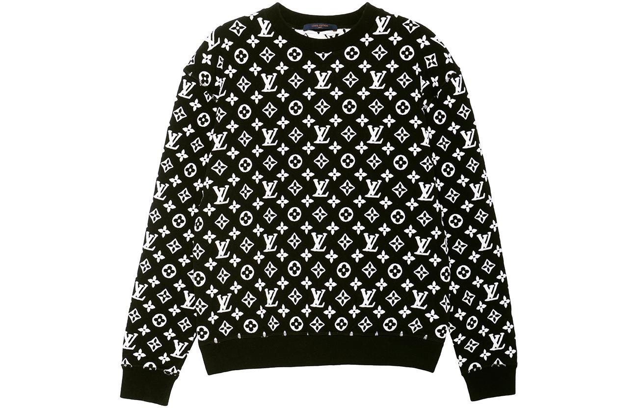 Louis Vuitton Jacquard Crewneck Classic Sweatshirt Black 1A7RRK