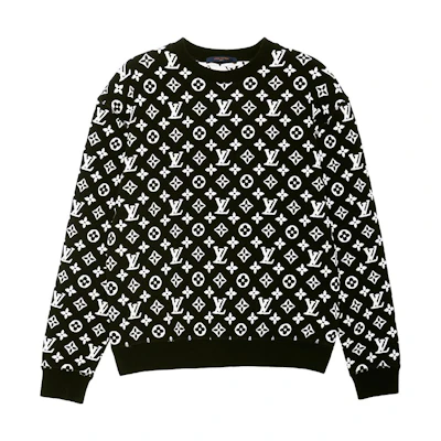 Louis Vuitton Jacquard Crewneck Classic Sweatshirt Black 1A7RRK