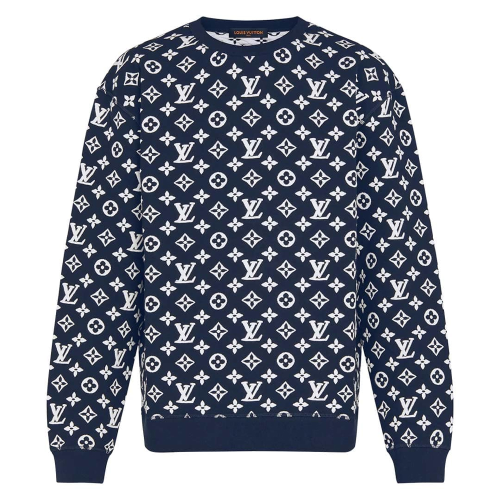 Louis Vuitton Jacquard Pattern Crewneck Sweatshirt Blue 1A8FHI