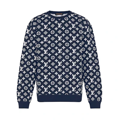 Louis Vuitton Jacquard Pattern Crewneck Sweatshirt Blue 1A8FHI
