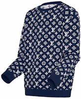 Shop Louis Vuitton Jacquard Pattern Crewneck Sweatshirt Blue 1A8FHI