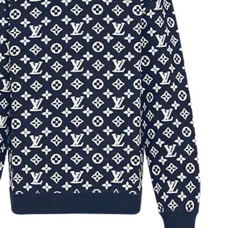 Cheap Sudadera Louis Vuitton Azul con Patrón Jacquard Crewneck. 1A8FHI