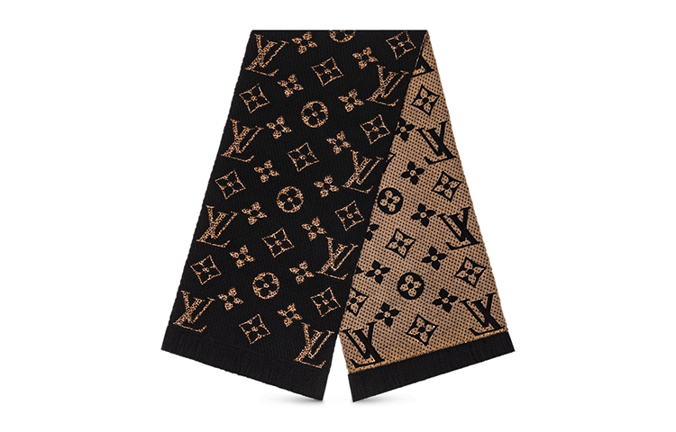 LOUIS VUITTON Jungle Logomania Double-sided Wool Scarf Women Brown/Black M75885 圖 2