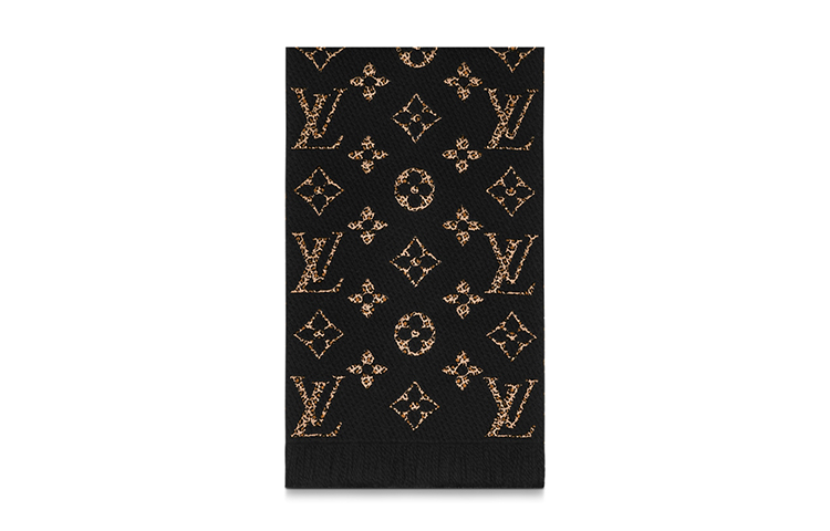 LOUIS VUITTON Jungle Logomania Double-sided Wool Scarf Women Brown/Black M75885 圖 3