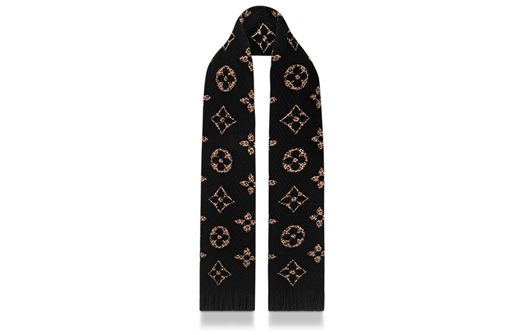 LOUIS VUITTON Jungle Logomania Double-sided Wool Scarf Women Brown/Black M75885 圖 4