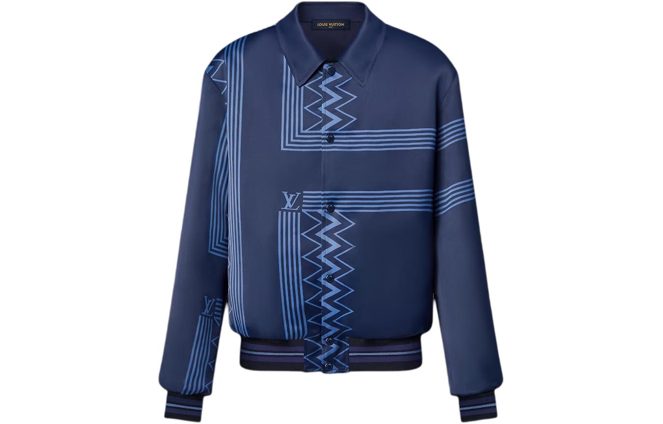 LOUIS VUITTON Karakoram Striped Collar Souvenir Jacket Blue  Outerwear 1AA4MK