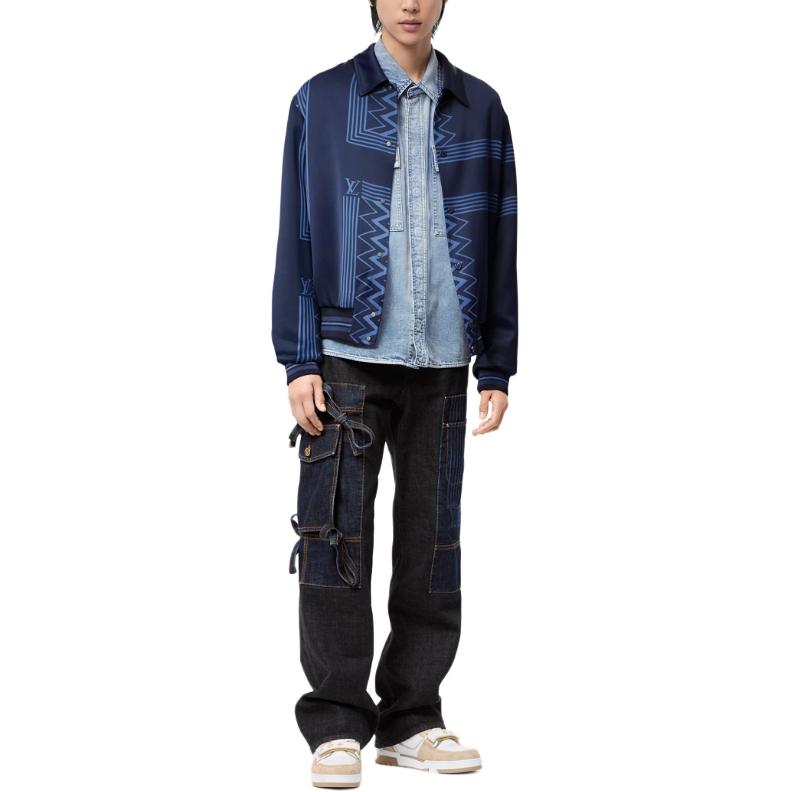 LOUIS VUITTON Karakoram Striped Collar Souvenir Jacket Blue  Outerwear 1AA4MK 圖 3