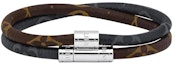 Buy Pulsera Doble Monogram de LOUIS VUITTON en Lona Negra/Marrón. M6555E