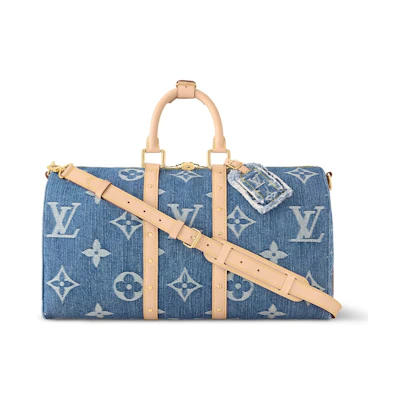 Louis Vuitton Keepall Bandouliere 45 Monogram Denim Blue