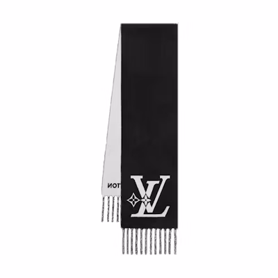 LOUIS VUITTON Knit Warm Scarf Unisex Couple Style Black White. m79393