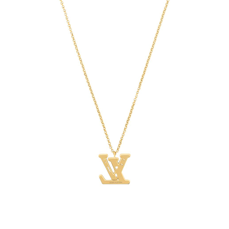 Shop 路易威登 LV字母吊墜金色金屬項鍊 男女同款 情侶設計 M02690
