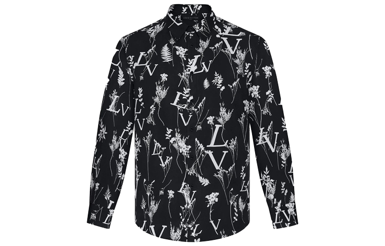 Louis Vuitton Leaf Floral Print Long Sleeve Shirt Black 1A7XG 圖 2