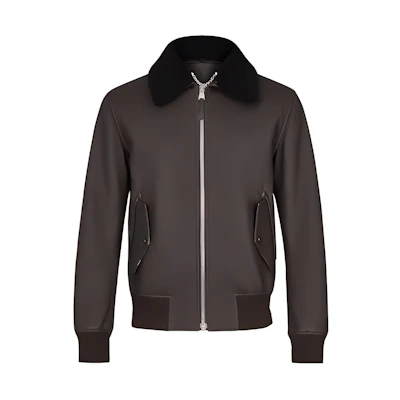 Louis Vuitton Leather Aviator Jacket Brown for Men 1A47YX