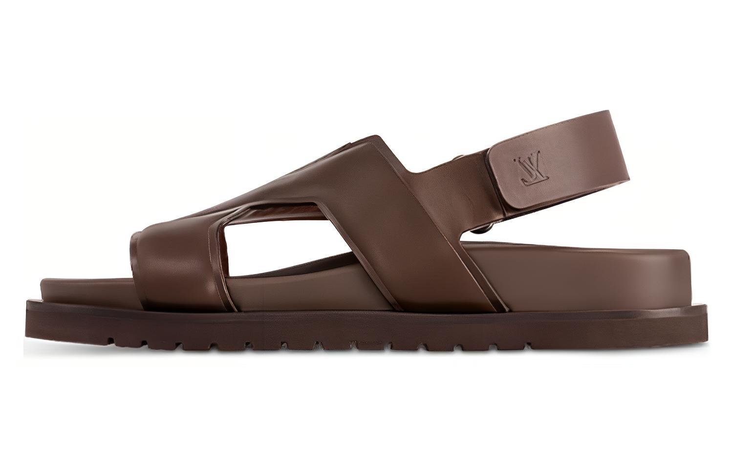 Louis Vuitton Leather Comfort Casual Sandals 'Mocha Brown' 1AC5IG