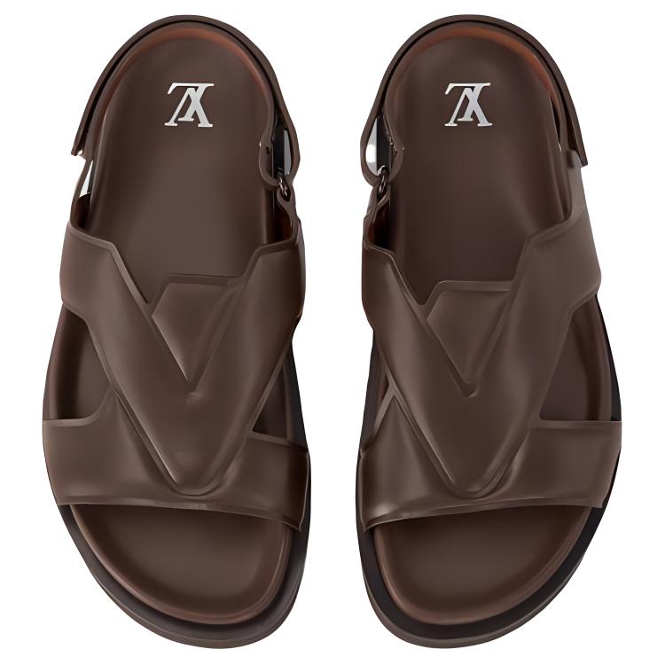 Shop 루이비통 모카브라운 가죽 캐주얼 샌들 1AC5IG