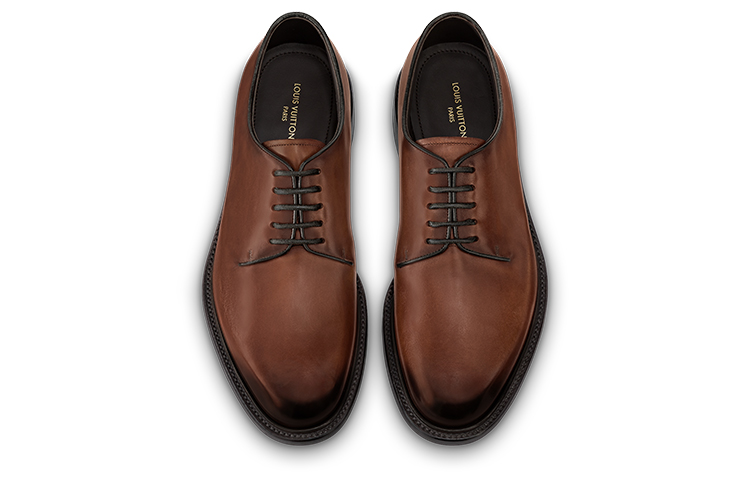 Lookbook Kasut Louis Vuitton Kulit Lelaki 'Waxed Brown Lace-up'. 1AA6LX
