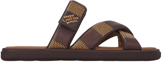 Order Louis Vuitton Leather Open-Toe Velcro Slide 'Brown' 1ACRJH
