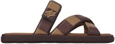 Order Louis Vuitton Selipar Kulit Velcro Hujung Terbuka 'Coklat' 1ACRJH