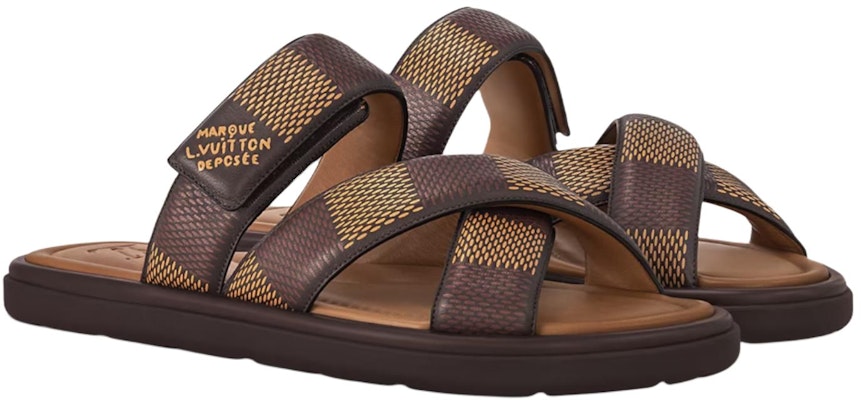 Louis Vuitton Leather Open-Toe Velcro Slide 'Brown' 1ACRJH Lookbook Louis Vuitton Leather Open-Toe Velcro Slide 'Brown' 1ACRJH