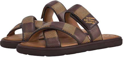 Shop Louis Vuitton Leather Open-Toe Velcro Slide 'Brown' 1ACRJH