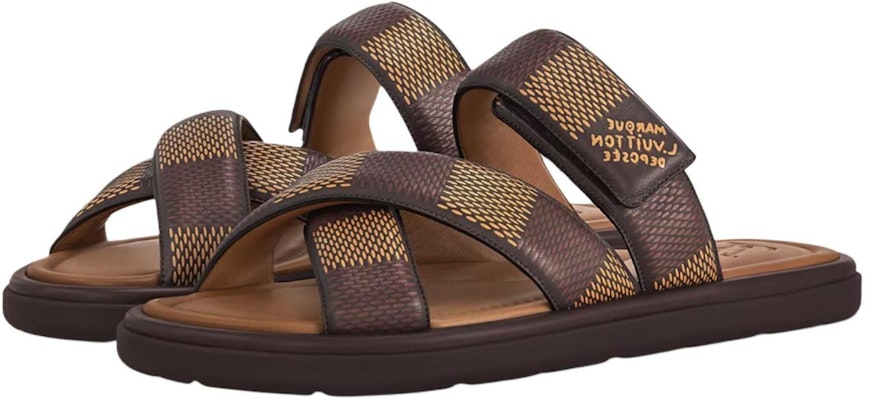 Louis Vuitton Leather Open-Toe Velcro Slide 'Brown' 1ACRJH Shop Louis Vuitton Leather Open-Toe Velcro Slide 'Brown' 1ACRJH