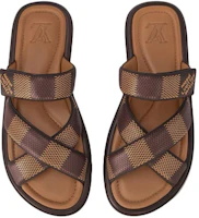 Purchase Louis Vuitton Leather Open-Toe Velcro Slide 'Brown' 1ACRJH