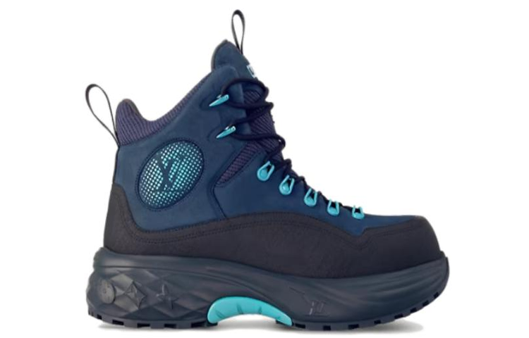 Order Bota Louis Vuitton de Cuero Azul con Punta Redonda y Cordones 1ACFCW