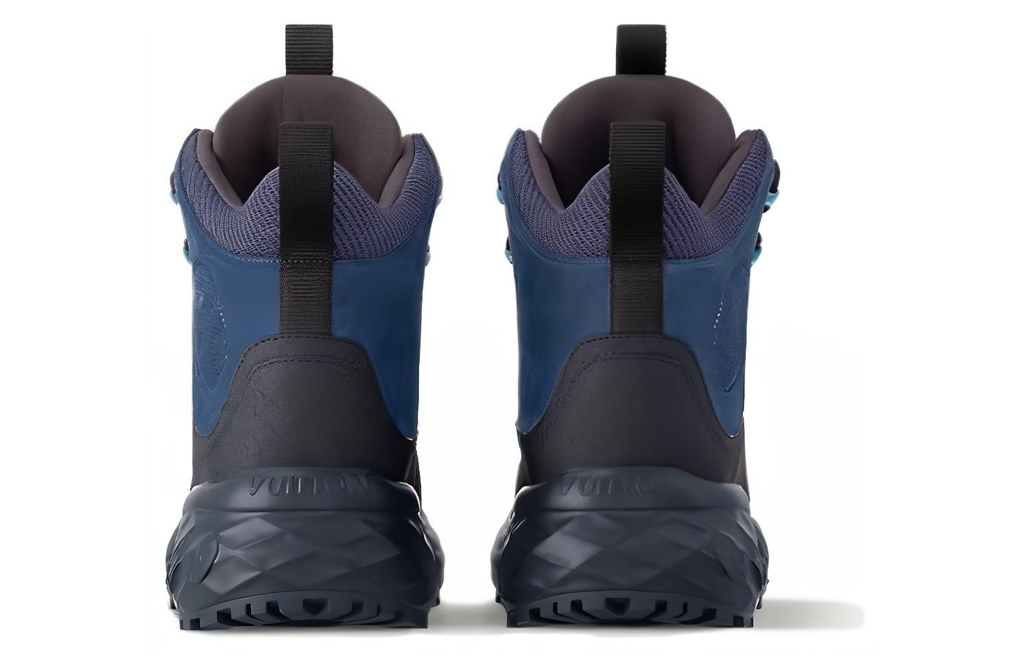 Shop Bota Louis Vuitton de Cuero Azul con Punta Redonda y Cordones 1ACFCW