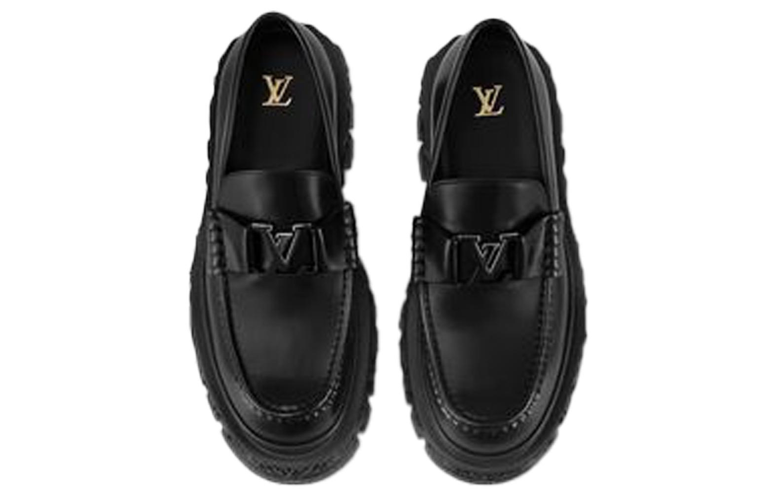 Shop Louis Vuitton Leather Round Toe Loafer 'Black Comfort' 1ACDFJ
