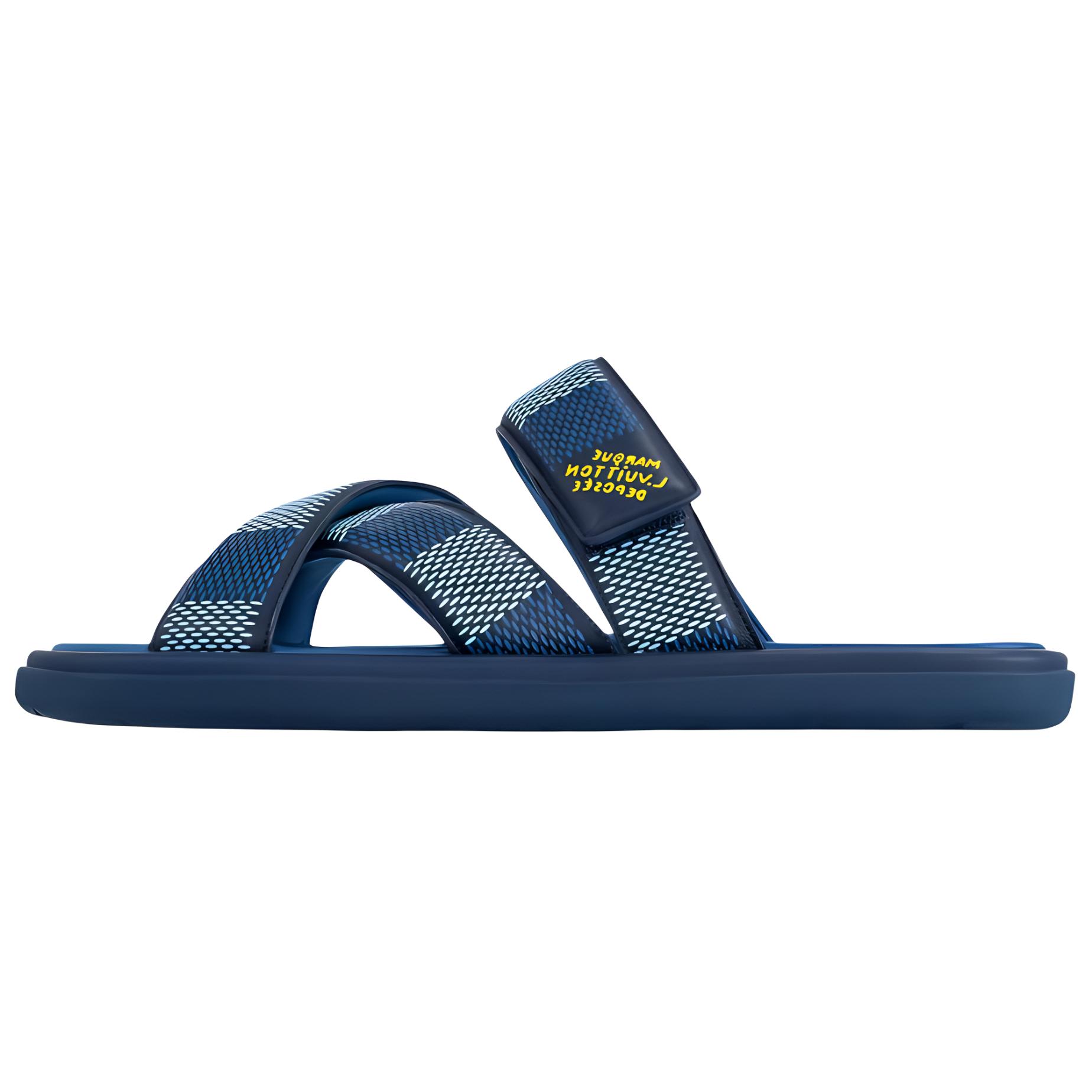 LV Leather Toe-Cap Slides 'Blue Magic Tape'