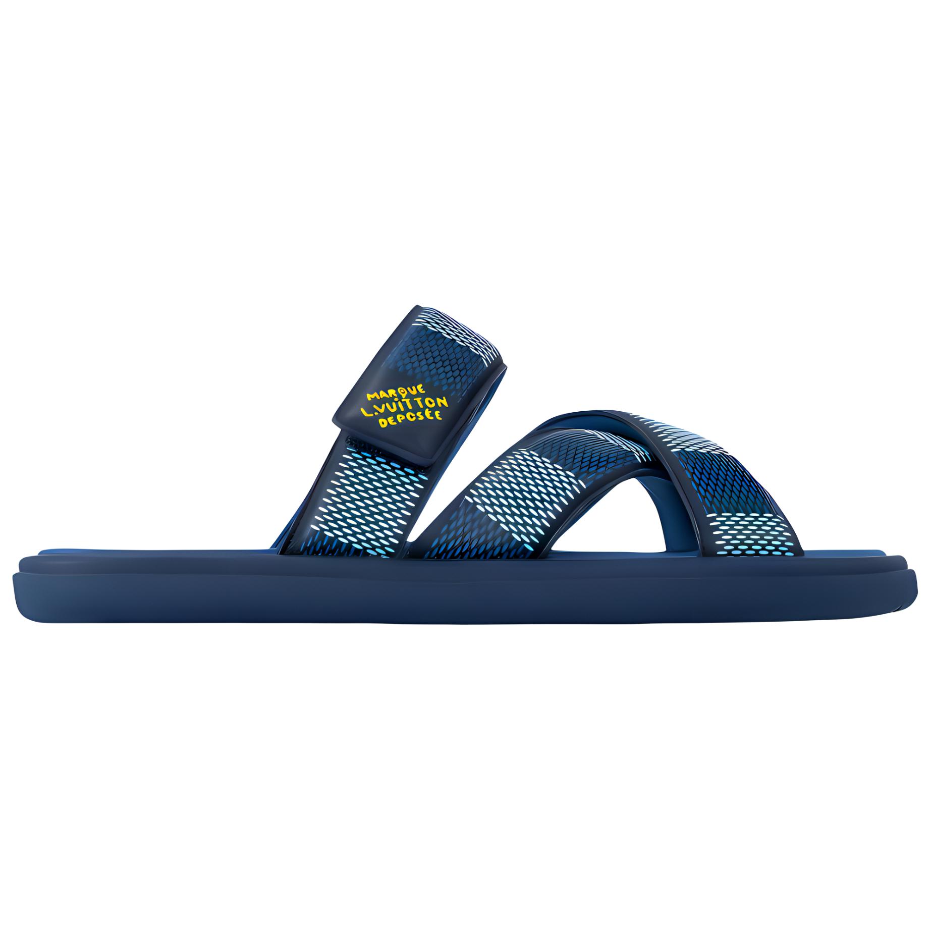 LV Leather Toe-Cap Slides 'Blue Magic Tape' 圖 2