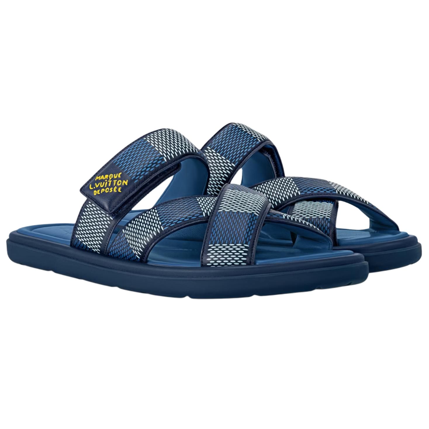 LV Leather Toe-Cap Slides 'Blue Magic Tape' 圖 3