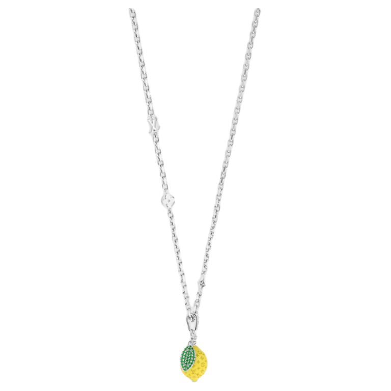 LOUIS VUITTON Lemon Pendant Necklace Silver Brass  Jewelry. M01772
