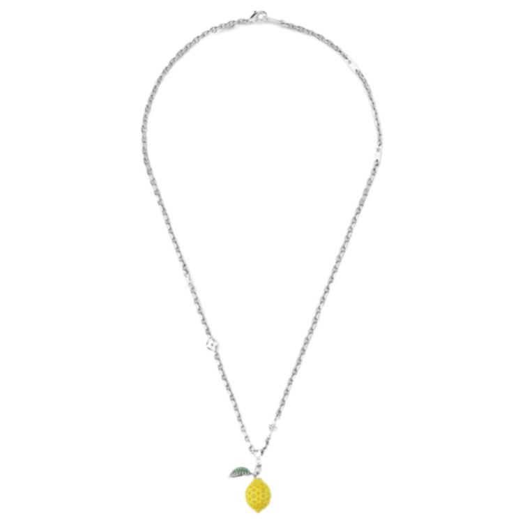LOUIS VUITTON Lemon Pendant Necklace Silver Brass  Jewelry. M01772 圖 3