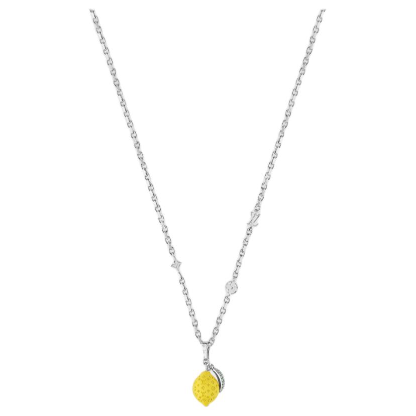 LOUIS VUITTON Lemon Pendant Necklace Silver Brass  Jewelry. M01772 圖 4