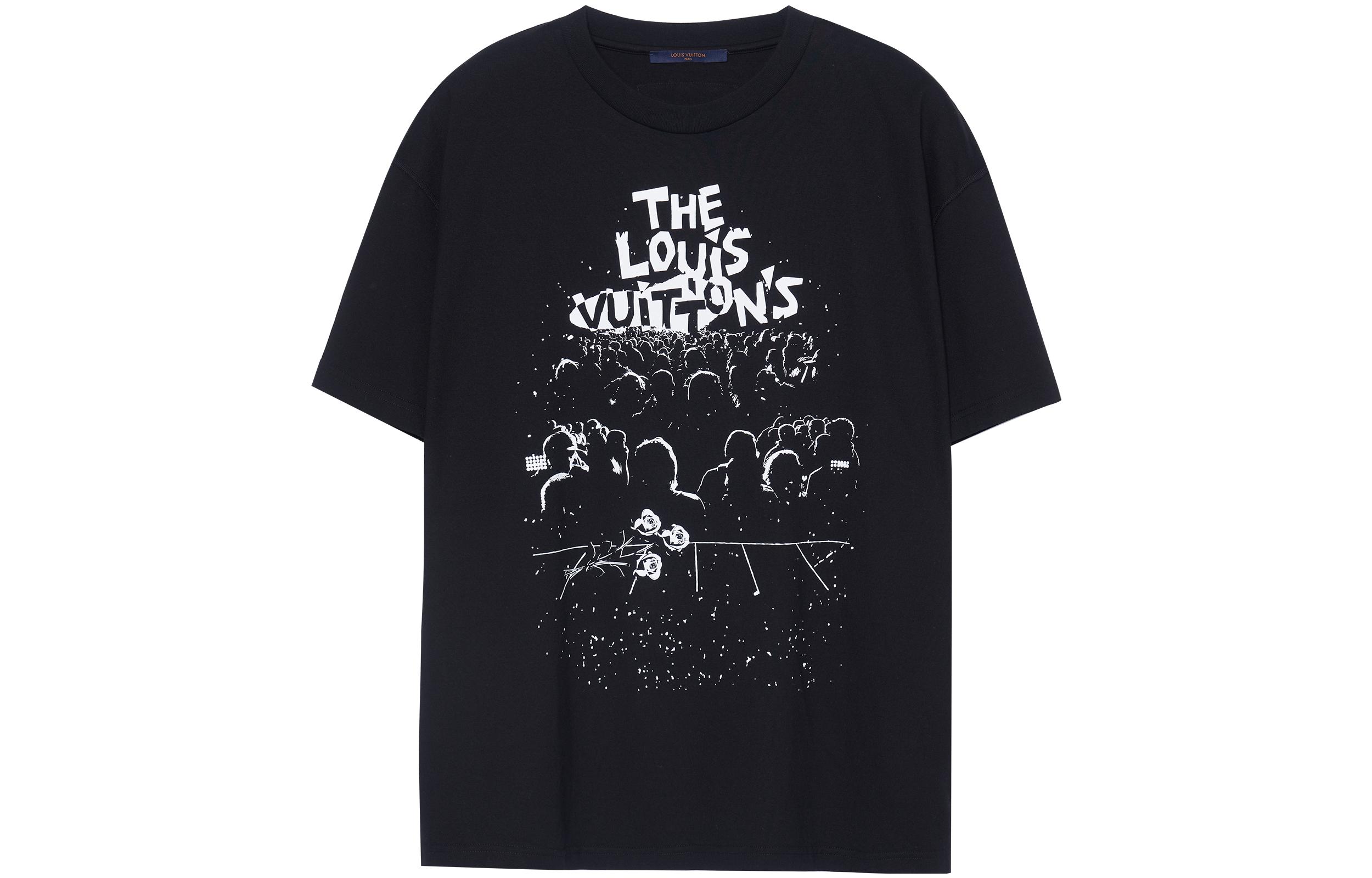 Order Louis Vuitton Letter Logo Print Crewneck T-Shirt  Black 1AARPC