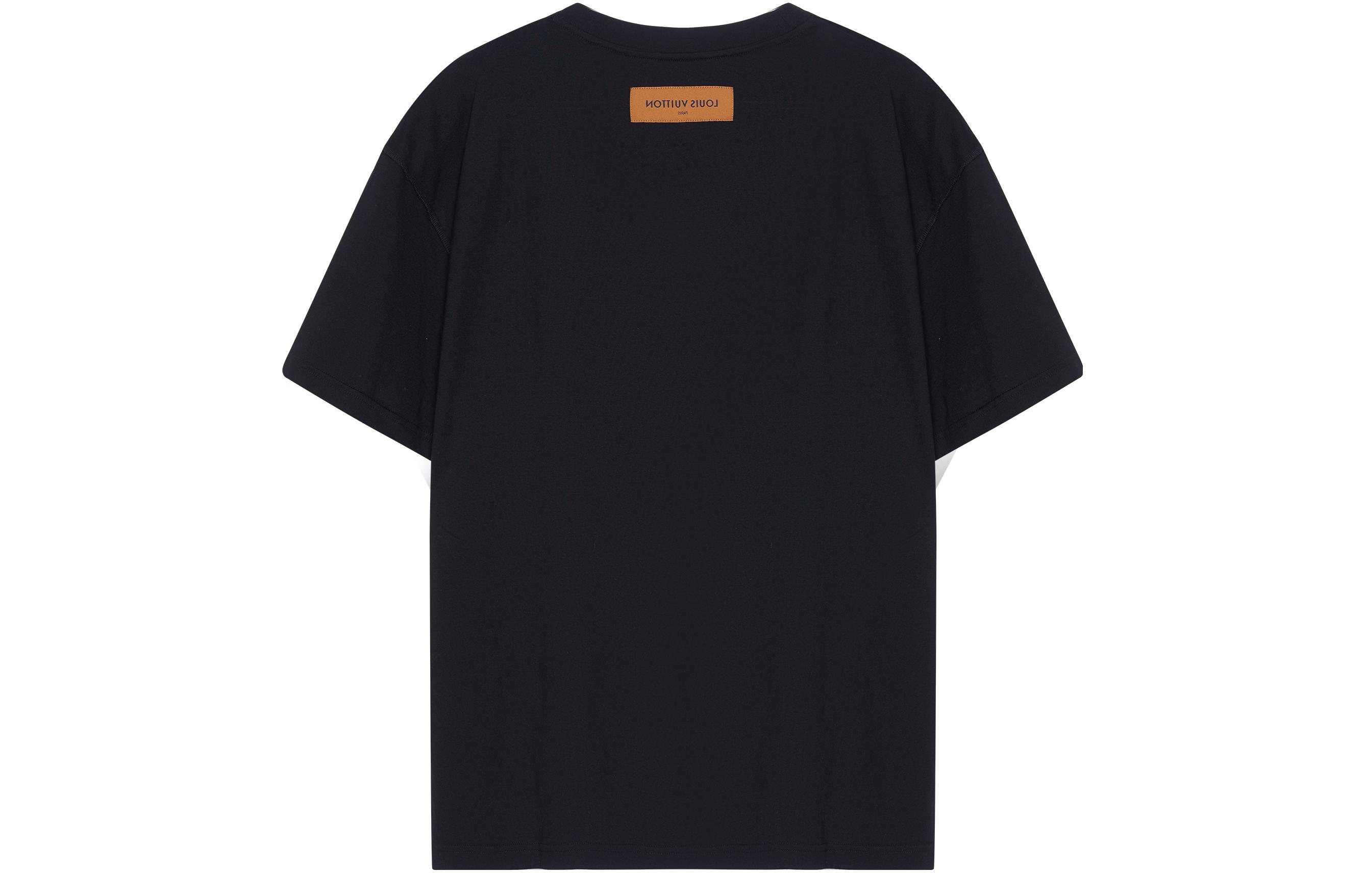 Lookbook Louis Vuitton Letter Logo Print Crewneck T-Shirt  Black 1AARPC