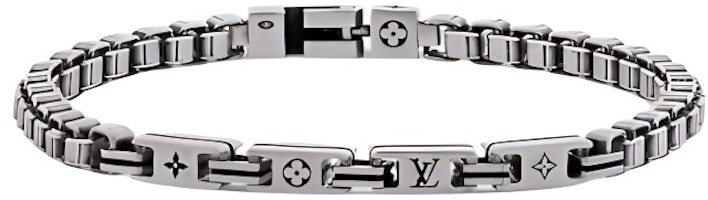 LOUIS VUITTON Logo 925 Silver Unisex Couple Bracelet - Silver M1149M LOUIS VUITTON Logo 925 Silver Unisex Couple Bracelet - Silver M1149M