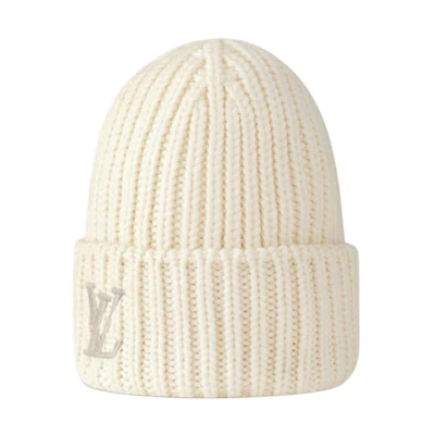 LOUIS VUITTON Logo Beige Wool Knit Beanie for Men. M90799