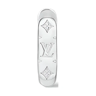 LOUIS VUITTON Logo Brass Earrings Silver for Men M02227