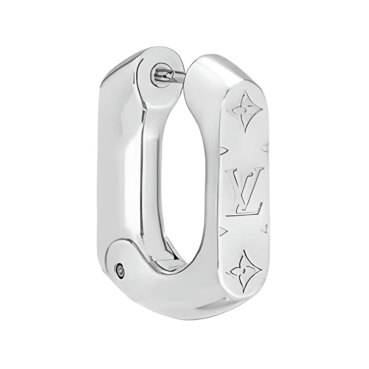 Shop Anting LOUIS VUITTON Logo Brass Perak untuk Pria M02227