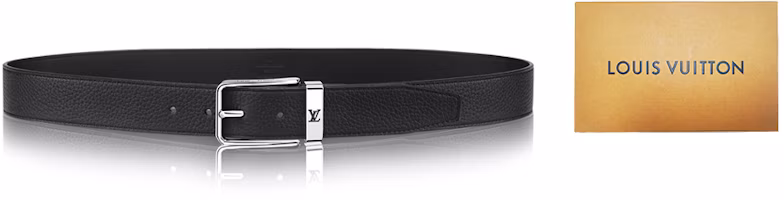 LOUIS VUITTON Logo Buckle Leather Belt Black 35cm With Box M6065 LOUIS VUITTON Logo Buckle Leather Belt Black 35cm With Box M6065