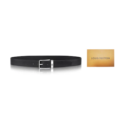 LOUIS VUITTON Logo Buckle Leather Belt Black 35cm With Box M6065
