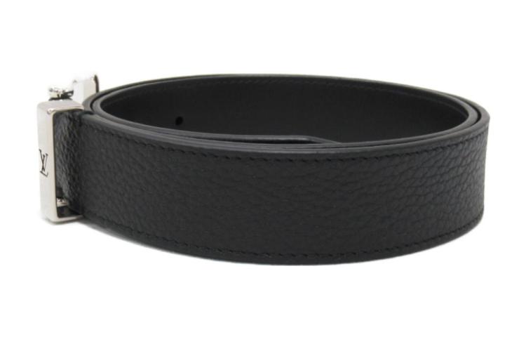 LOUIS VUITTON Logo Buckle Leather Belt Black 35cm With Box M6065 圖 4